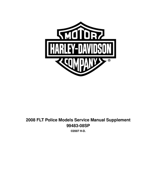 Product picture HD 2008 FLT Police Model Supplement Manual